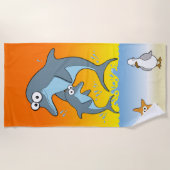 ドルフィンズヒトデとカモメ海 ビーチタオル (正面)