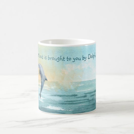 ドルフィンズリープウォーターカラー名前をカスタムすることわざ コーヒーマグカップ (中央)