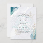 ドルフィンズ海ライフビーチティール(緑がかった色)結婚式招待状 招待状 (正面)