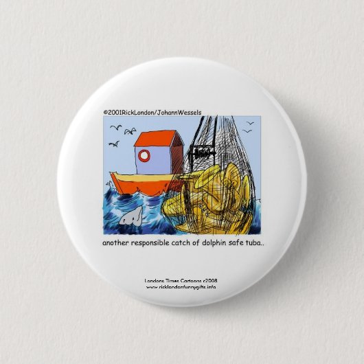 ドルフィンセーフトゥバおもしろいノベルティボタン 缶バッジ (正面)