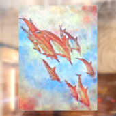 ドルフィンダイビングカラフルウォーターカラーデザイン ウィンドウサイン (シート2)