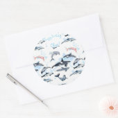 ドルフィンテーマパーティーキッズ水の色スケッチ ラウンドシール (封筒)