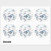 ドルフィンテーマパーティーキッズ水の色スケッチ ラウンドシール (シート)