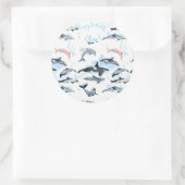 ドルフィンテーマパーティーキッズ水の色スケッチ ラウンドシール (バッグ)