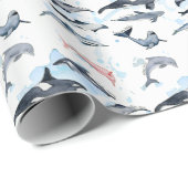 ドルフィンテーマパーティーキッズ水の色スケッチ ラッピングペーパー (ロールコーナー)