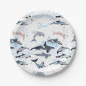 ドルフィンテーマパーティーキッズ水カラースケッチ紙 ペーパープレート (正面)