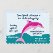 ドルフィンテーマ誕生日パーティーの招待 招待状 (正面/裏面)