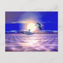 ドルフィンディバージョン – 2匹のイルカがジャンプ ポストカード