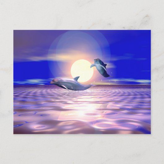 ドルフィンディバージョン – 2匹のイルカがジャンプ ポストカード (正面)