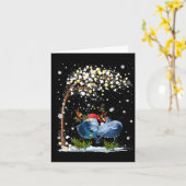 ドルフィントナディアハットサンタクリスマスツリーおもしろいXm カード (黄色い花)