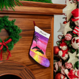ドルフィントロピカルパラダイスパーソナライズされたストッキング スモールクリスマスストッキング