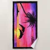 ドルフィントロピカルパラダイスパーソナライズされたビーチタオル ビーチタオル (正面)