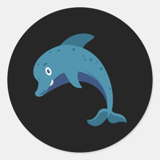 ドルフィンドルフィンズシーアニマルズデザインギフトアイディア ラウンドシール (正面)