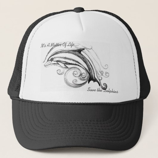 ドルフィンハット(白黒) キャップ (正面)