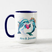 ドルフィンバレンタインのカップルパーソナライズされた名 マグカップ (左)