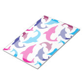 ドルフィンパタカラフルーン熱ピンクティール(緑がかった色)ブルー ノートパッド (アングル)