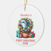 ドルフィンパーソナライズされたクリスマス セラミックオーナメント (左)