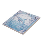 ドルフィンフェイクアールヌーボーレリーフ、 浮き彫りライトブ離れルー タイル (側面)