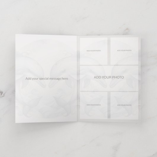 ドルフィンフォイル結婚たった今結婚しましたの写真コラージュ 箔グリーティングカード (内側レイダウン)