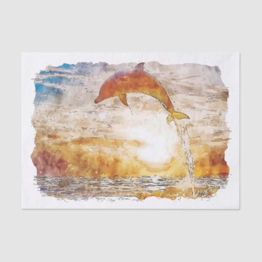 ドルフィンフロリダUSAウォータカラースケッチ絵画ズ 薄葉紙 (正面)