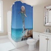 ドルフィンブルー水海野生動物 シャワーカーテン (インサイチュ)
