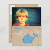 ドルフィンプールバースデーパーティー招待状ポストカード インビテーションポストカード (正面/裏面)