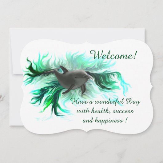 ドルフィンベビー、テキストの追加 招待状 (正面)