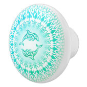 ドルフィンマンダラアクアグリーンホワイト航海の セラミックノブ (右)