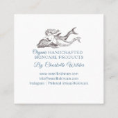 ドルフィンマーメイドロゴ手作りスキンケオーガニックア スクエア名刺 (裏面)