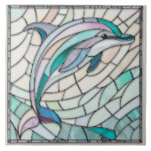 ドルフィンモザイクアート – ジェントルパステル タイル (正面)