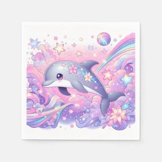 ドルフィンモダンベビーシャワー スタンダードカクテルナプキン (正面)