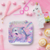 ドルフィンモダンベビーシャワー ペーパープレート (パーティー)