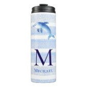 ドルフィンモノグラムストライプビーチ航海の水彩 タンブラー (正面)