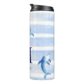ドルフィンモノグラムストライプビーチ航海の水彩 タンブラー (回転右)