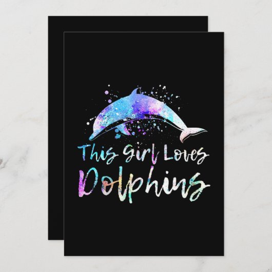 ドルフィンラバーギフト|この女の子はイルカの女性を愛している サンキューカード (正面/裏面)
