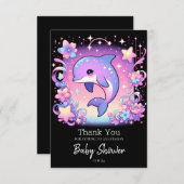 ドルフィン威厳のあるベビーシャワー サンキューカード (正面/裏面)