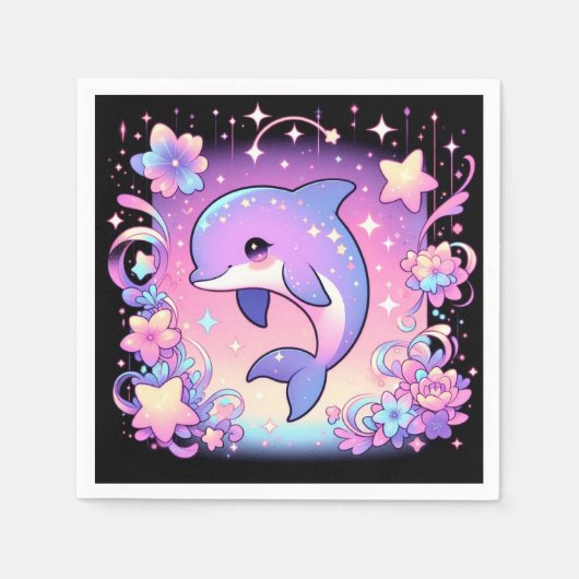 ドルフィン威厳のあるベビーシャワー スタンダードカクテルナプキン (正面)