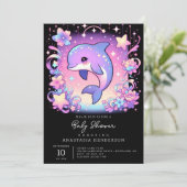 ドルフィン威厳のあるベビーシャワー 招待状 (スタンド正面)