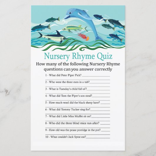 ドルフィン子供部屋ライムクイズベビーシャワーゲーム (正面)