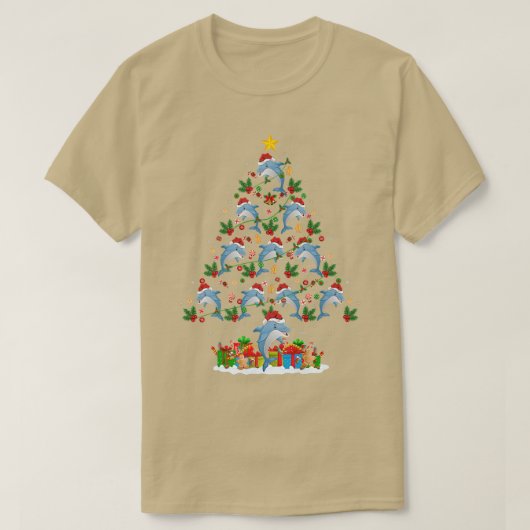 ドルフィン恋人クリスマス照明サンタドルフィンクリスマ Tシャツ (デザイン正面)
