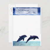 ドルフィン結婚式招待状ビーチ結婚式披露宴 インビテーションポストカード (正面/裏面)
