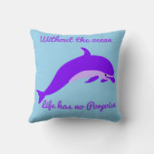 ドルフィン装飾用クッションティール(緑がかった色)とパープル クッション (裏面)