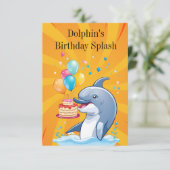 ドルフィン誕生日スプラッシュカード 招待状 (スタンド正面)