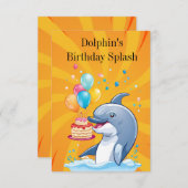 ドルフィン誕生日スプラッシュカード 招待状 (正面/裏面)