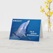ドルフィン誕生日スマイル カード (黄色い花)
