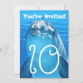 ドルフィン誕生日バックヤードプールパーティの招待状 (正面)