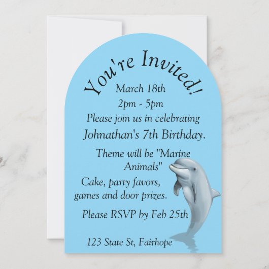 ドルフィン誕生日 招待状 (裏面)