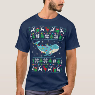 ドルフィン醜いクリスマスセータードルフィンクリスマスライト Tシャツ