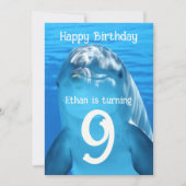 ドルフィン顔キッズシーバースデーパーティー招待 招待状 (正面)