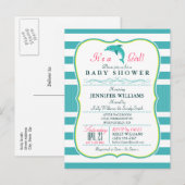 ドルフィン、エレガントテーマ航海のベビーシャワー インビテーションポストカード (正面/裏面)